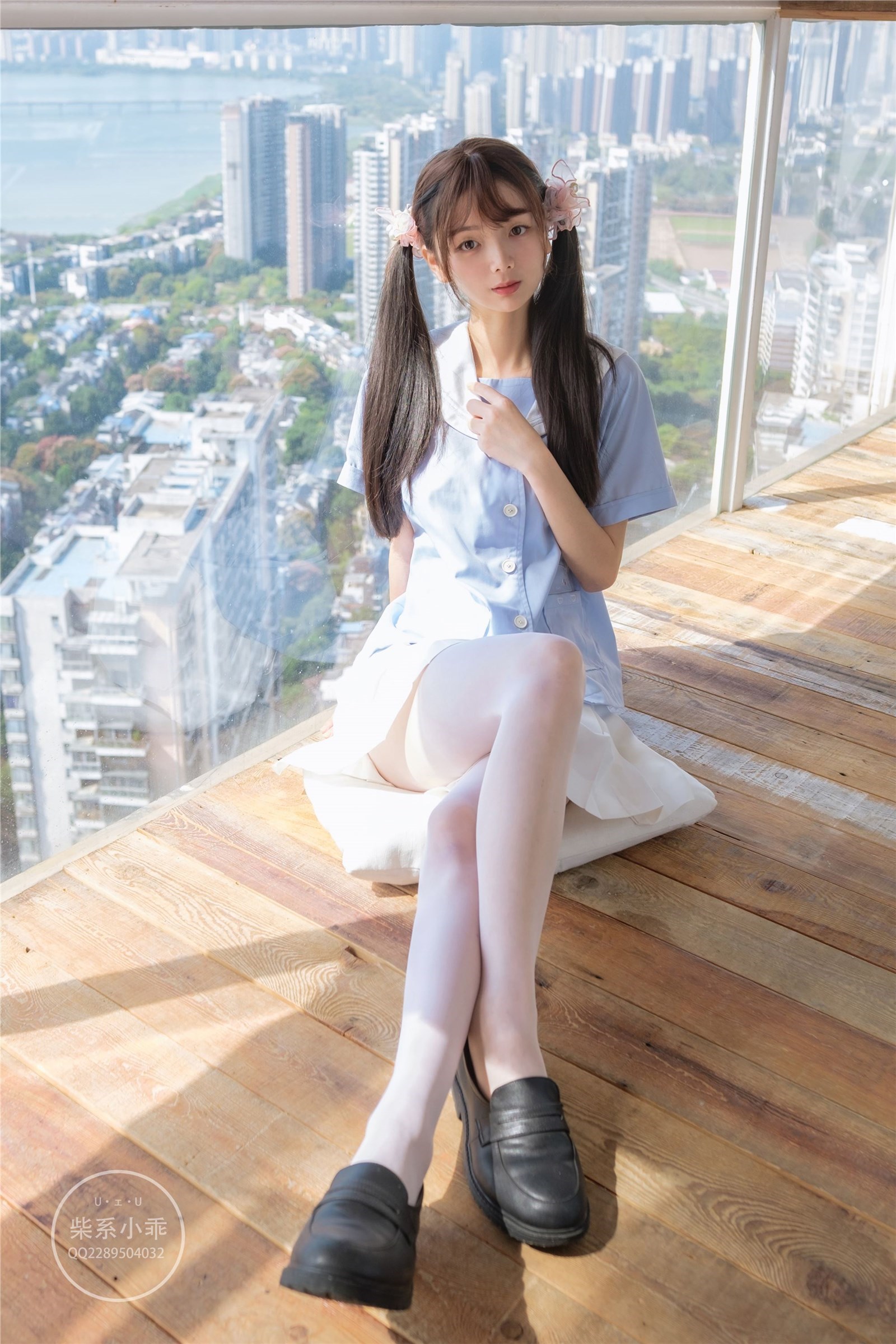 Childish picture book - NO.01 Clear Sky 01 White silk double ponytail JK(11)